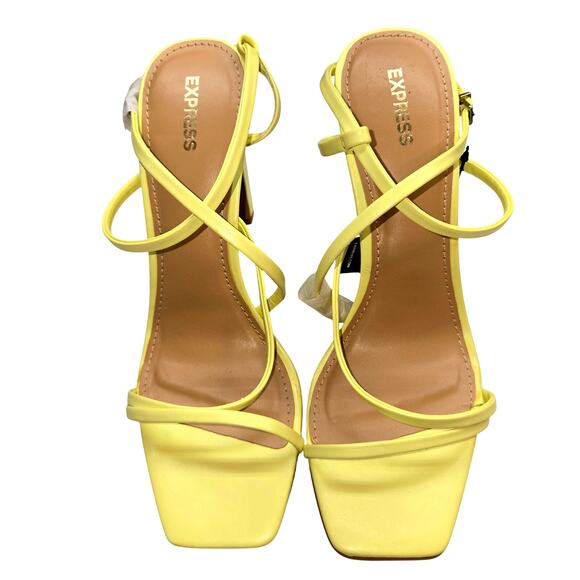 NWT Express 9 Women's Sandel Shoes 4 1/2inch Heels Yellow New Tags - Picture 2 of 8